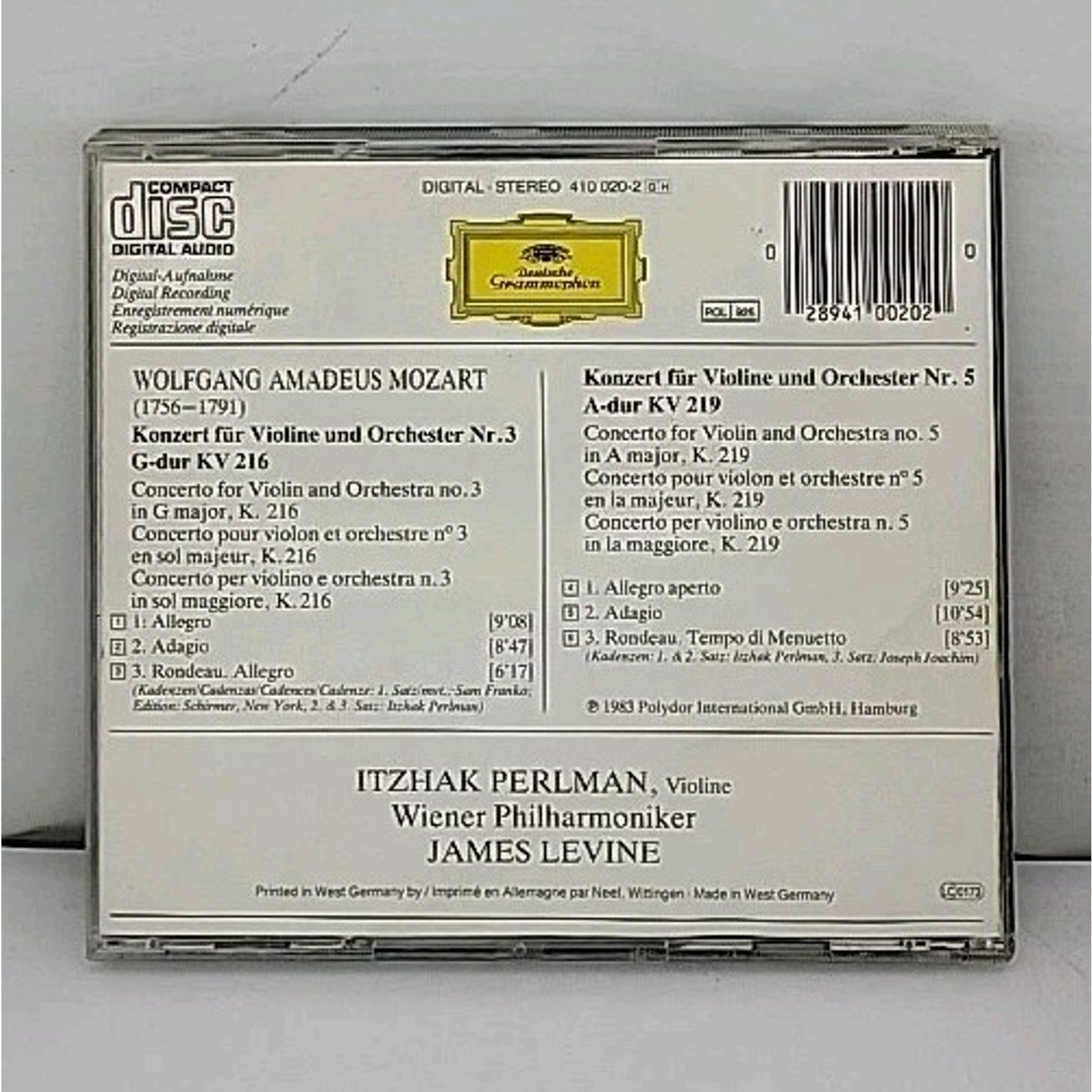 Mozart: Violin Concertos Nos.3 & 5-Shm-CD by Mozart / Perlman, Itzhak (CD, 2023)