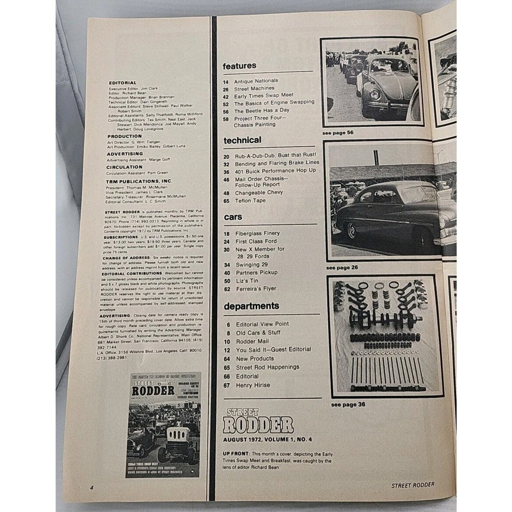 Street Rodder Magazine August 1972 Vol. 1 No. 4
