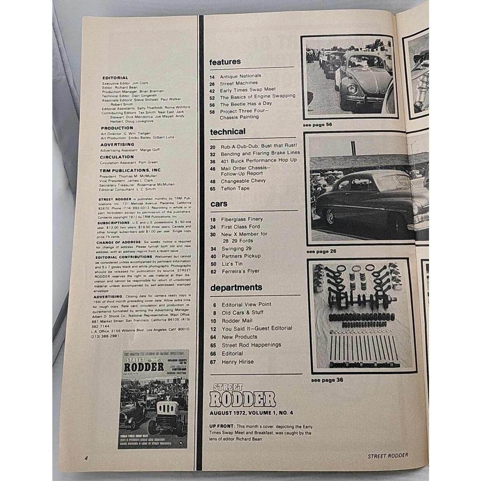 Street Rodder Magazine August 1972 Vol. 1 No. 4