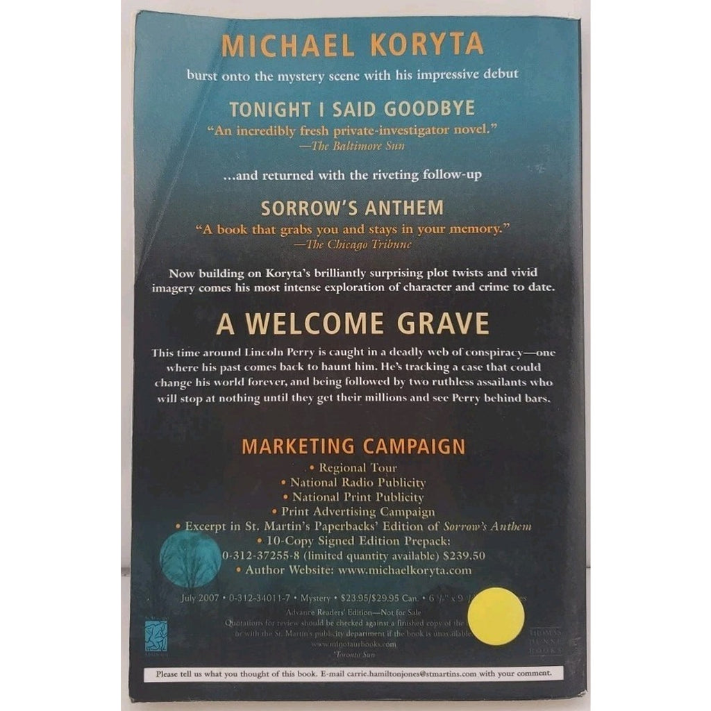 Welcome Grave by Michael Koryta (2007, Paperback)