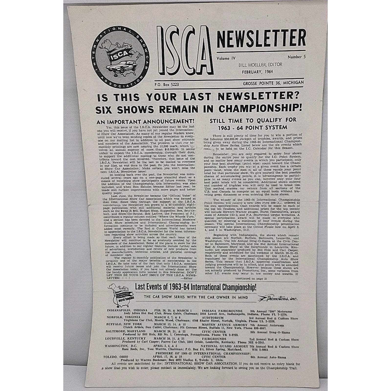 ISCA Newsletter February 1964 Volume IV Number 5