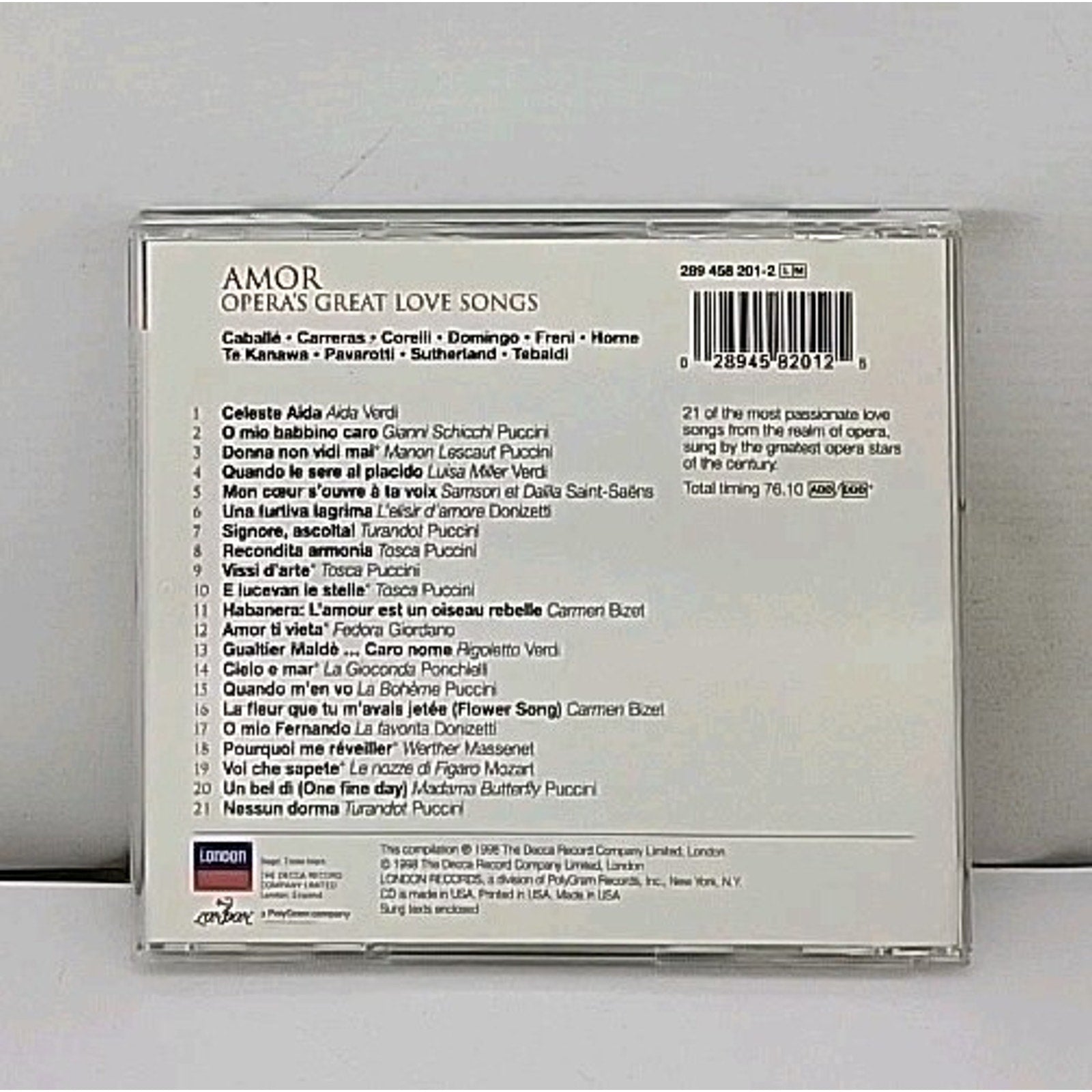 Amor: Opera's Greatest Love Songs by Various (CD, 1998)