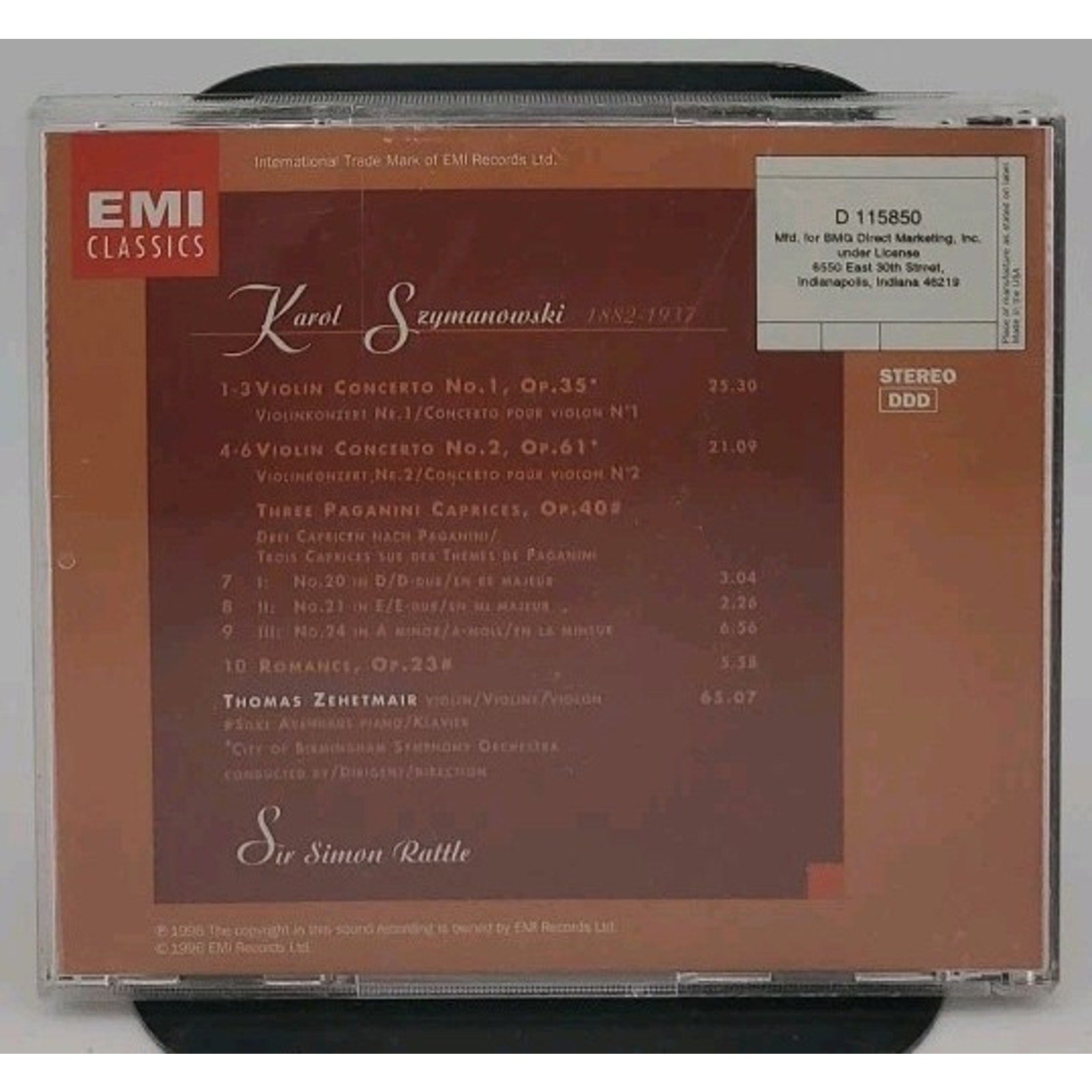 Szymanowski: Concertos for Violin and Orchestra Nos. 1 & 2. - CD