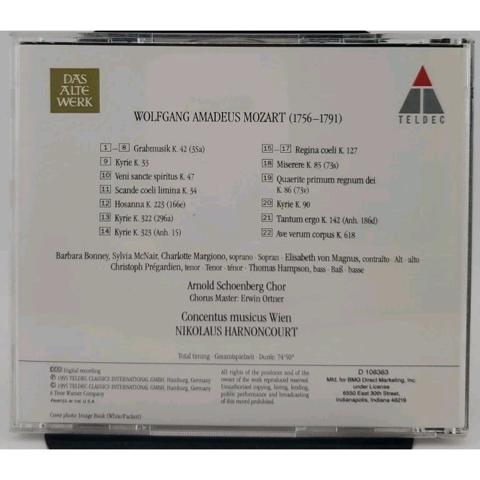 Mozart: Grabmusik K. 42 / Regina Coeli K. 127 / Ave Verum Corpus K. 618 (CD)