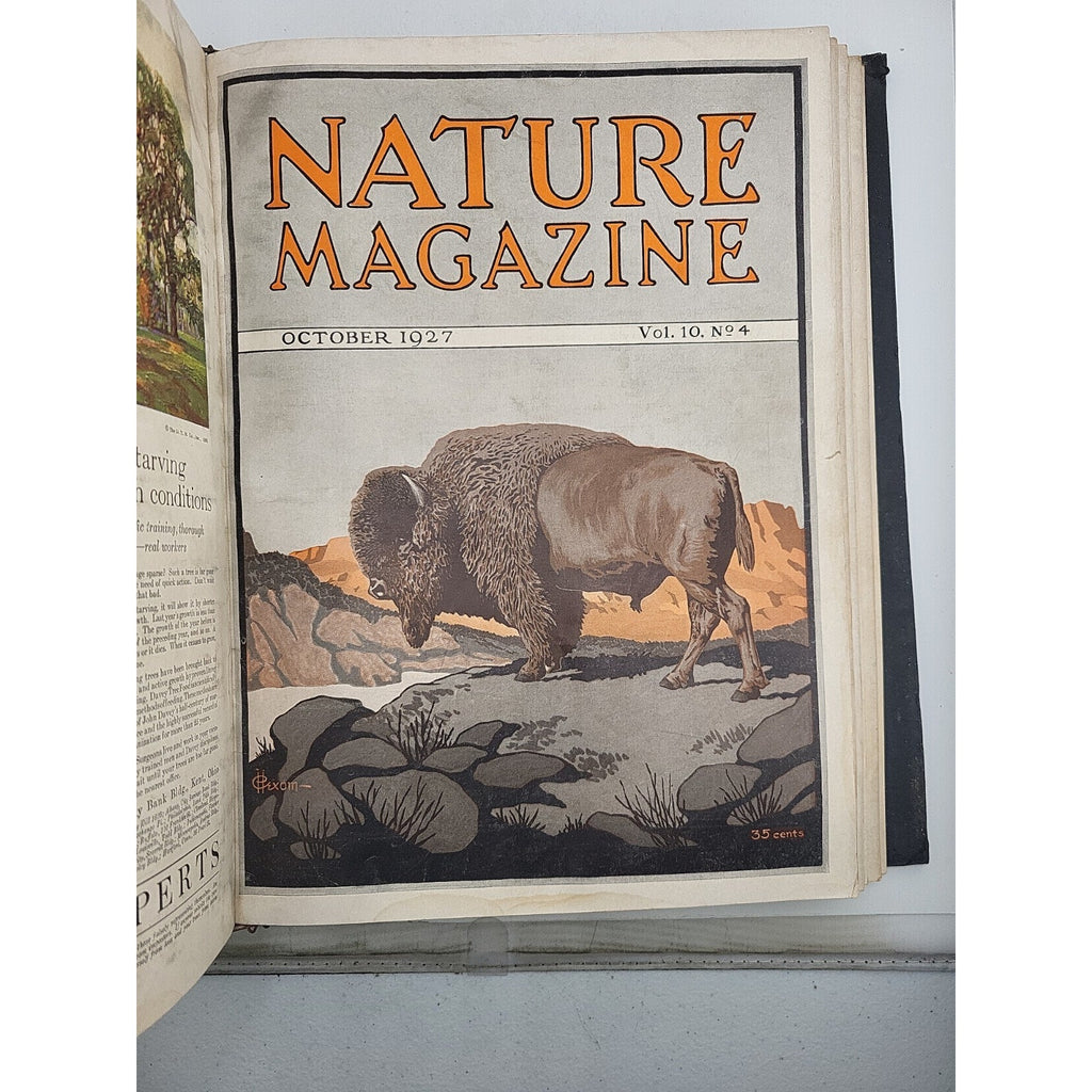 1927 Nature Magazine-12 Months In Embossed Green Leather Album Texas Issue.