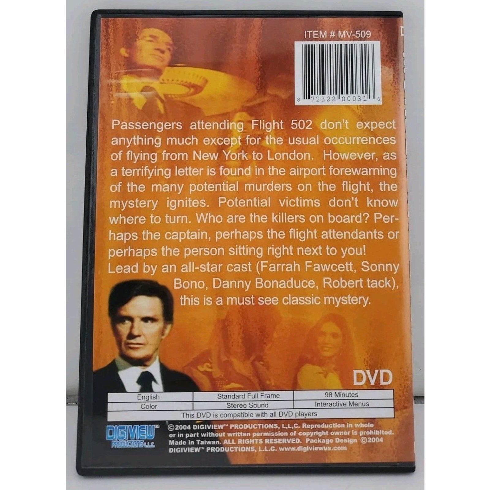 Murder on Flight 502 DVD – Farrah Fawcett, Robert Stack, Sonny Bono