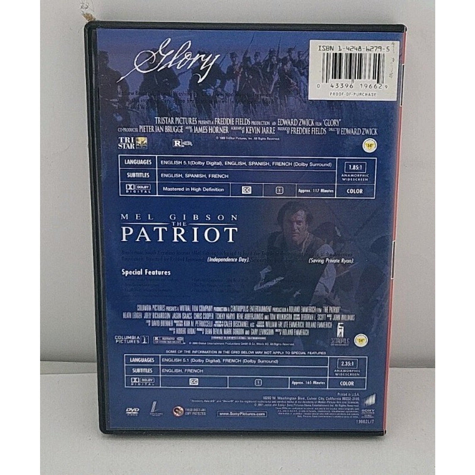 Glory / Patriot Double Feature DVDs