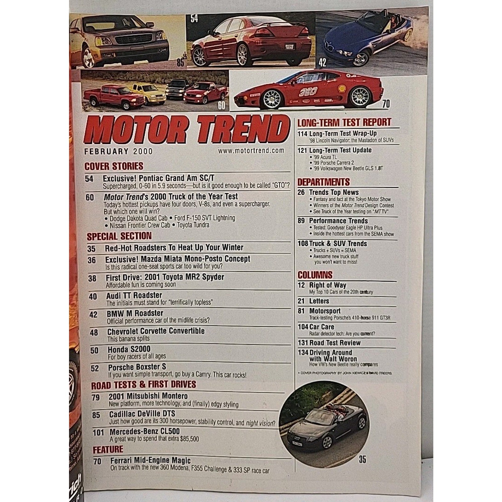 Motor Trend Magazine February 2000 Truck of the Year Winner!