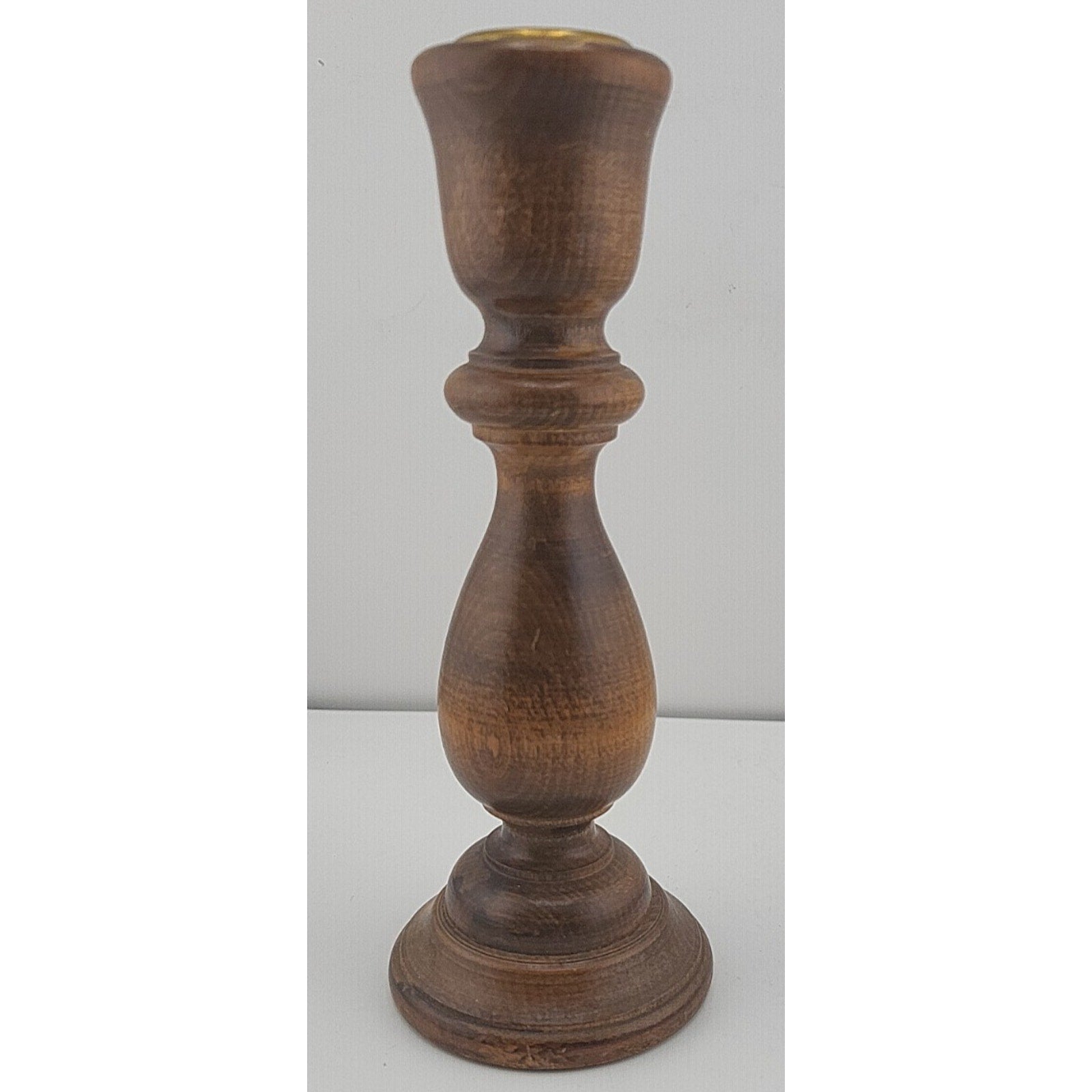 Vintage Carved Wooden Candlestick – Handmade – Felt Bottom – 6.75” Tall