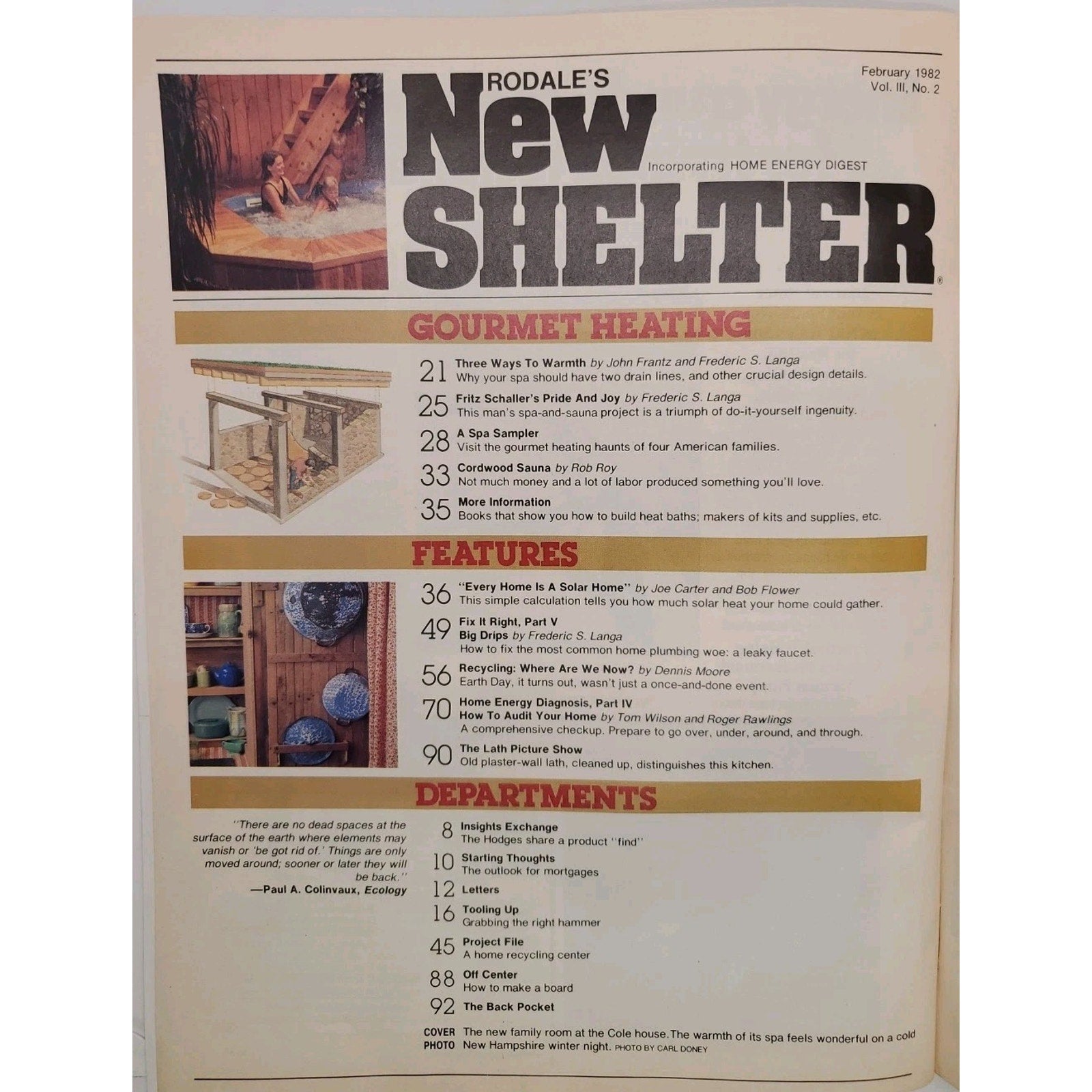 Rodale's New Shelter Magazine February 1982 Saunas, Spas And Hot Tubs