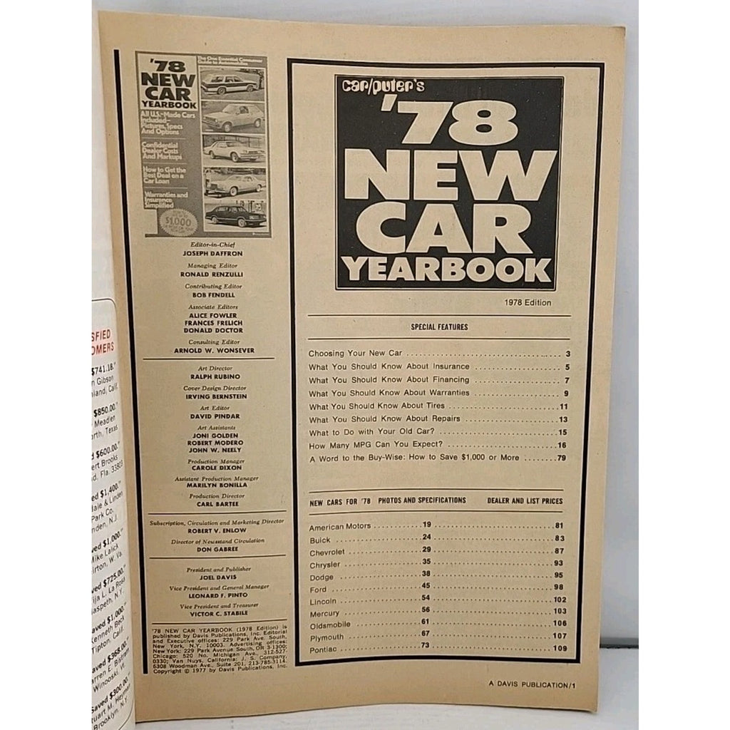 '78 New Car Yearbook Magazine