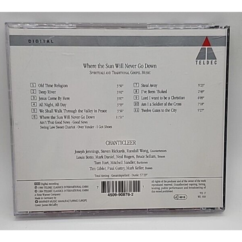 Where the Sun Will Never Go Down by Chanticleer / Jennings (CD, 1994)