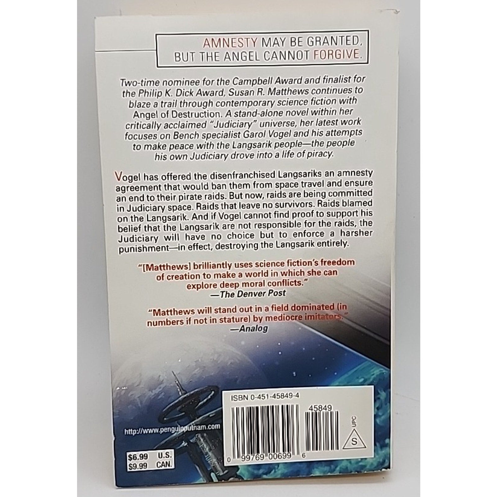 Angel of Destruction by Sarah Matthews and Susan R. Matthews (2001, Mass Market)
