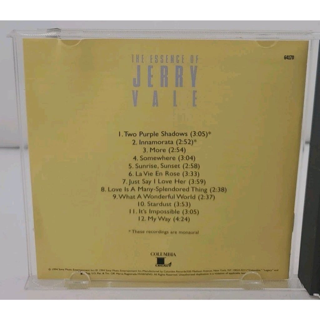 Essence of by Jerry Vale (CD, 1994)