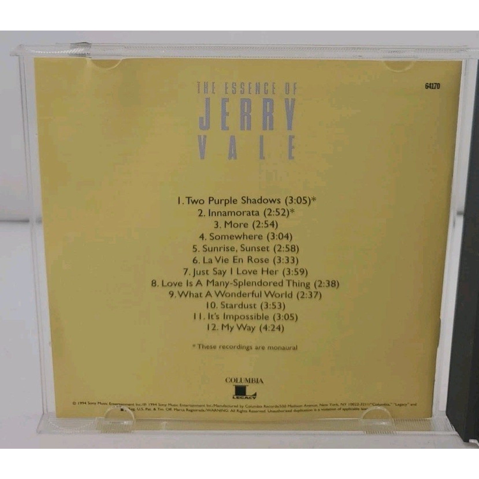Essence of by Jerry Vale (CD, 1994)