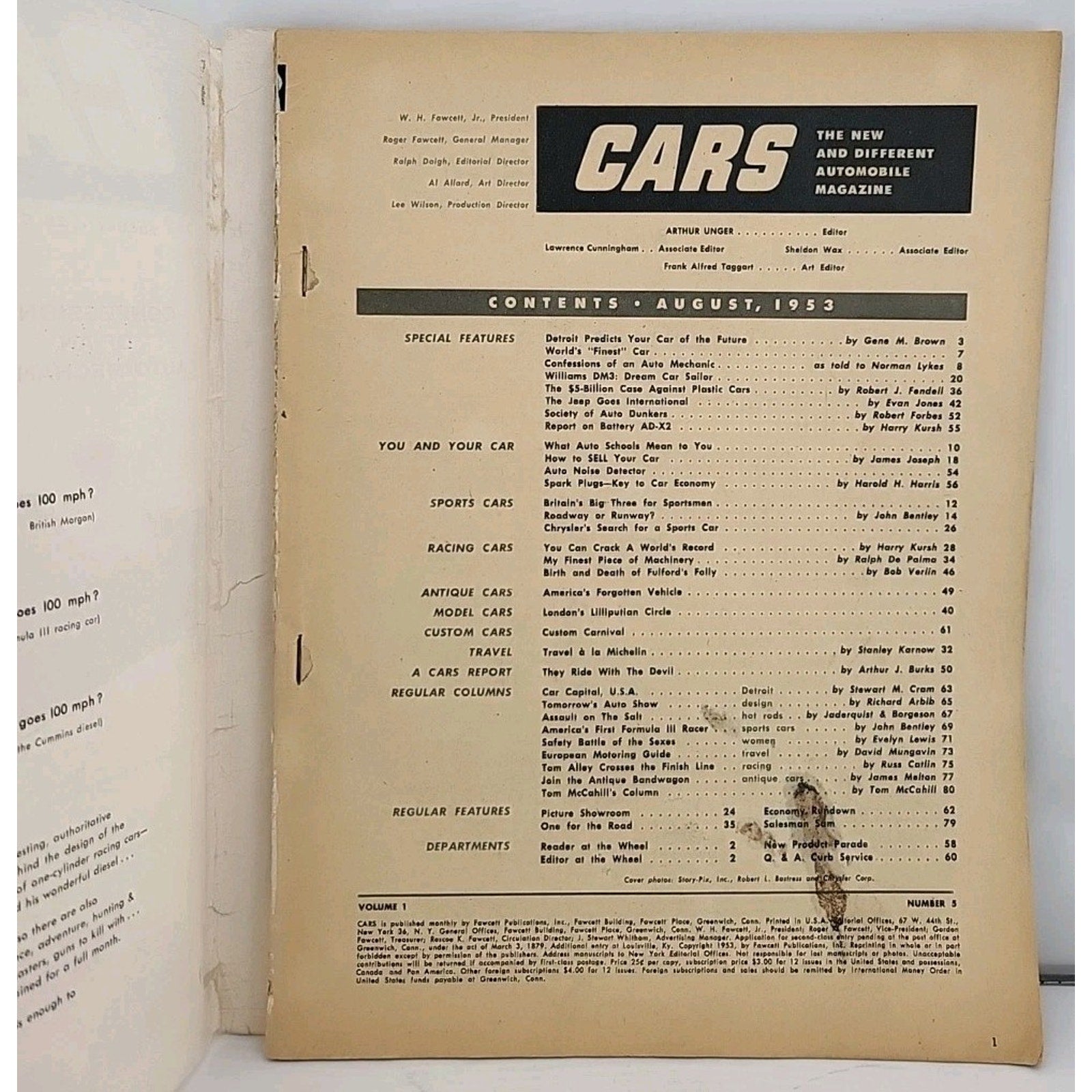 Cars Magazine - August 1953 - Volume 1 Number 5