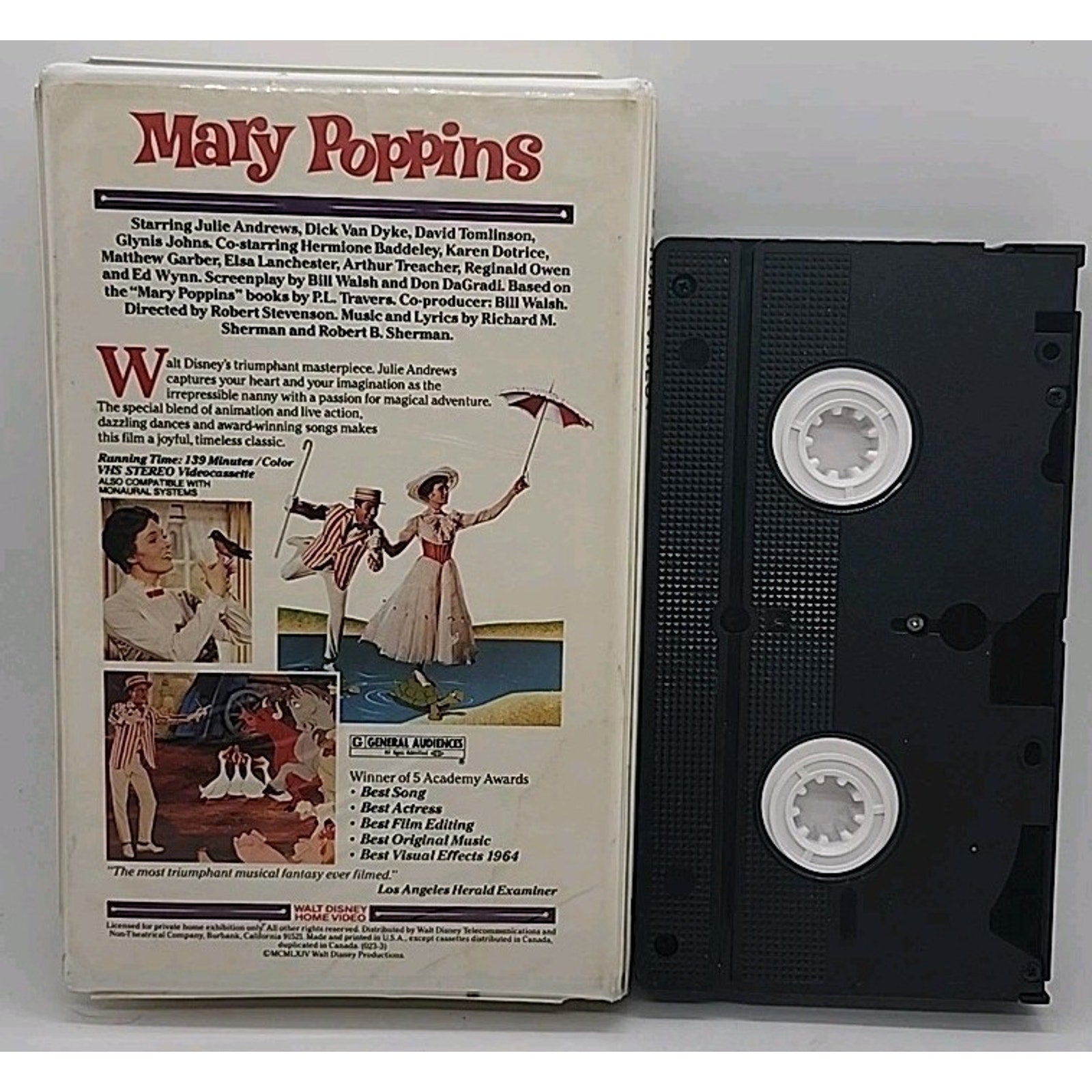 Mary Poppins VHS 1964 Walt Disney Home Video White Clamshell