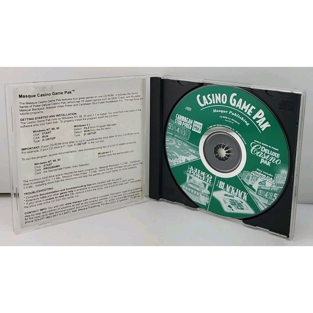 Casino Game Pak Jewel Case (PC, 2001)