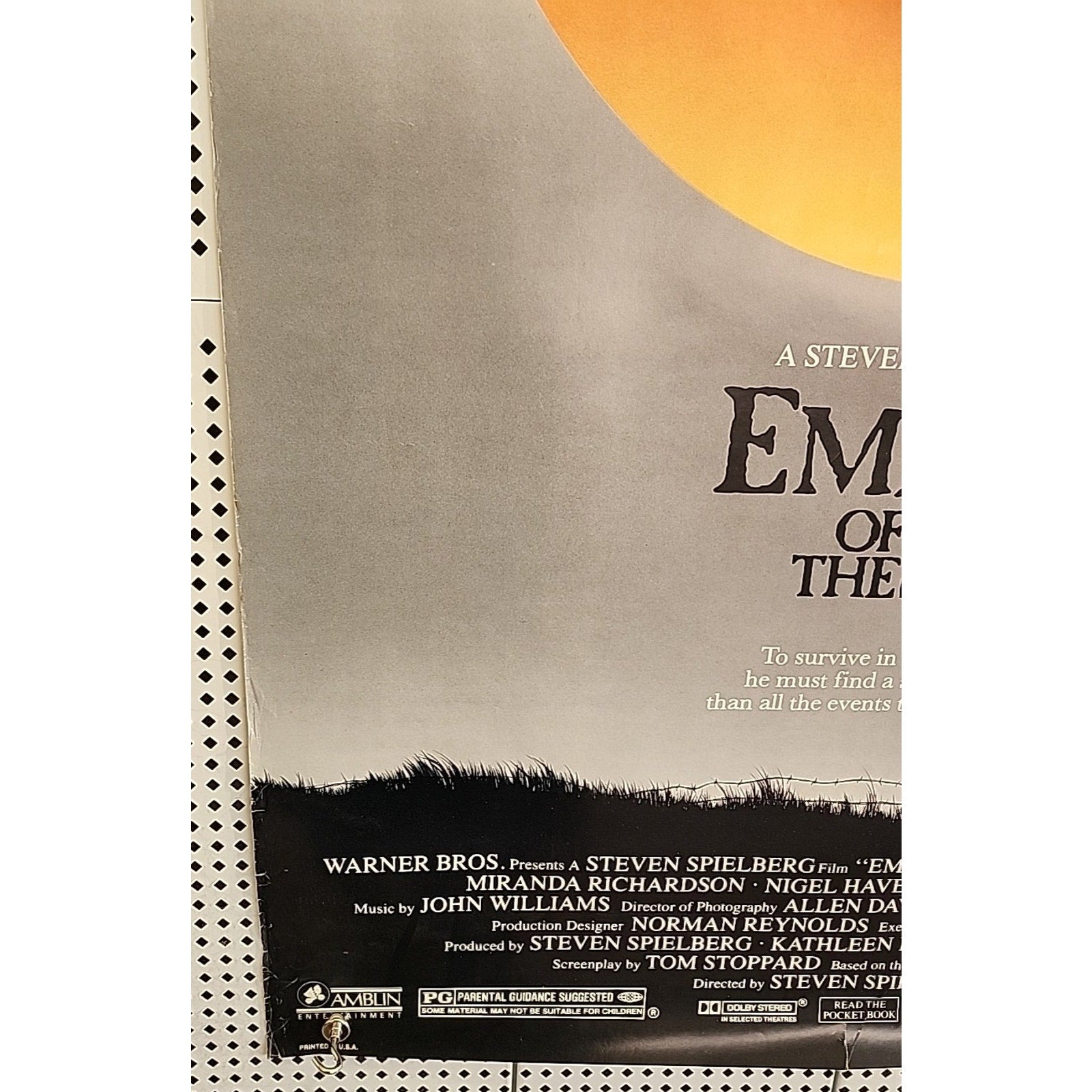 1987 Empire Of The Sun Movie Poster 27 x 40 ~ Steven Spielberg