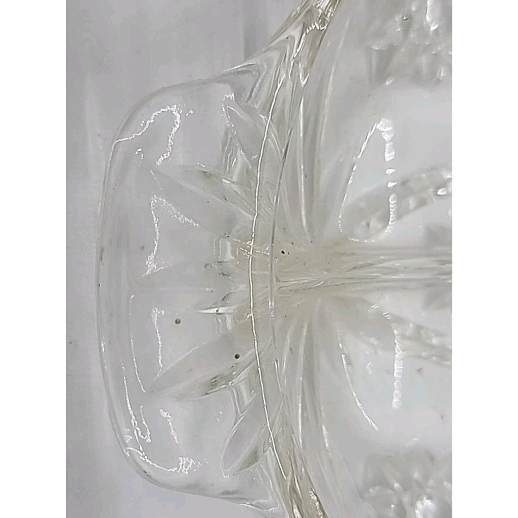 Vintage Anchor Hocking Prescut Star David Handle 2 Part Relish Clear Glass Dish