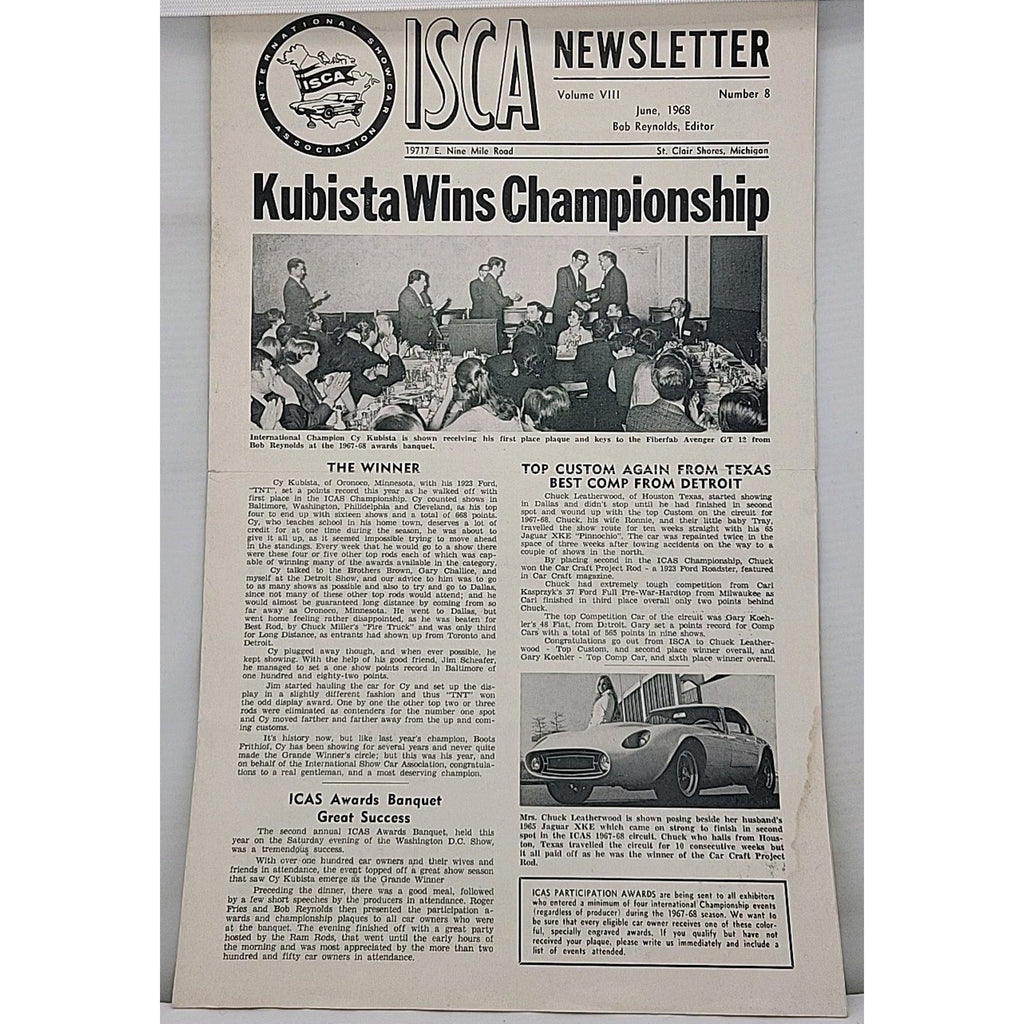 ISCA Newsletter June 1968 Volume VIII Number 8