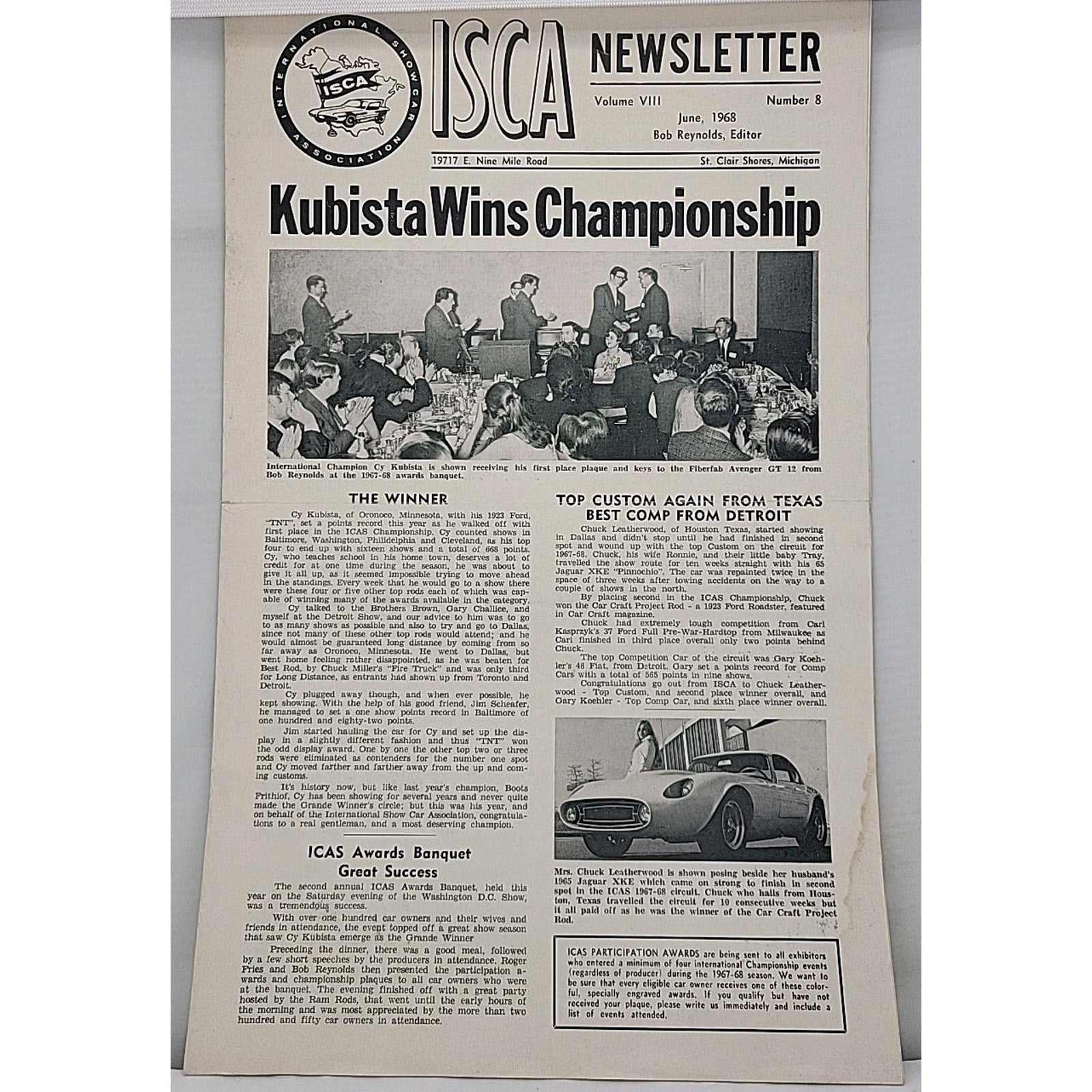 ISCA Newsletter June 1968 Volume VIII Number 8