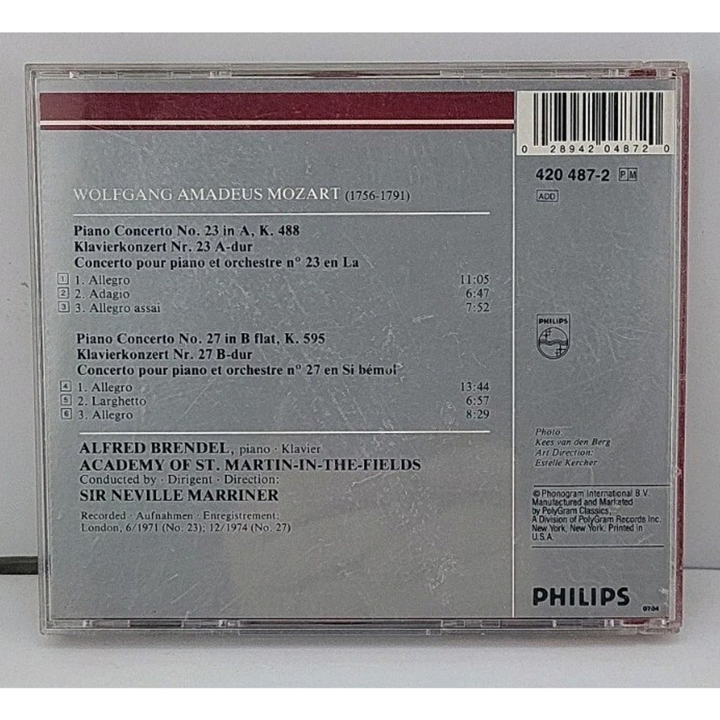 Mozart Piano Concertos 23 & 27 Alfred Brendel Philips Silver Line Classics CD