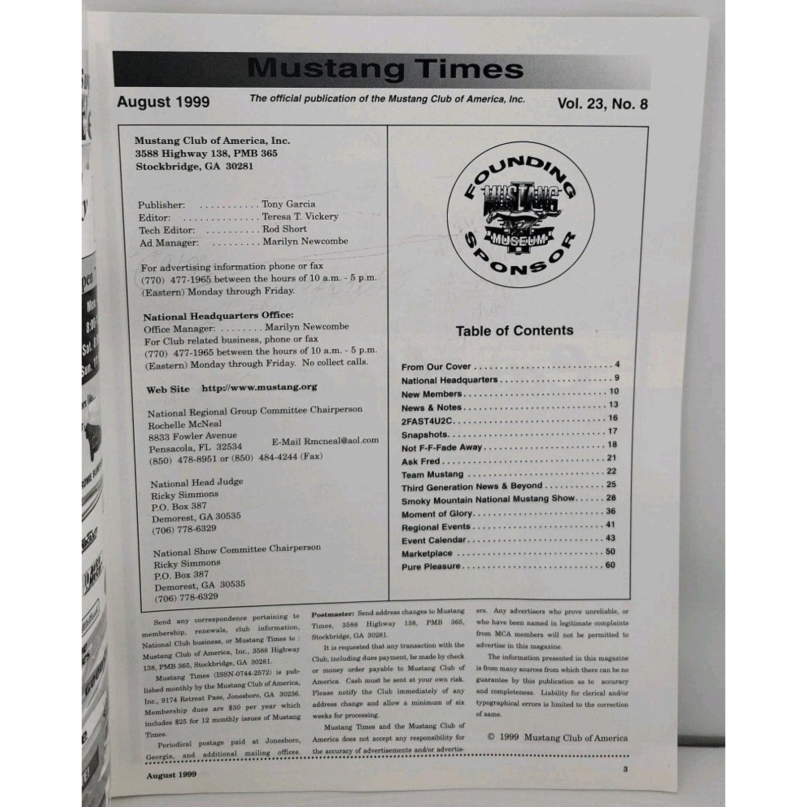 Mustang Times Magazine - August 1999 - Vol. 23 No. 8