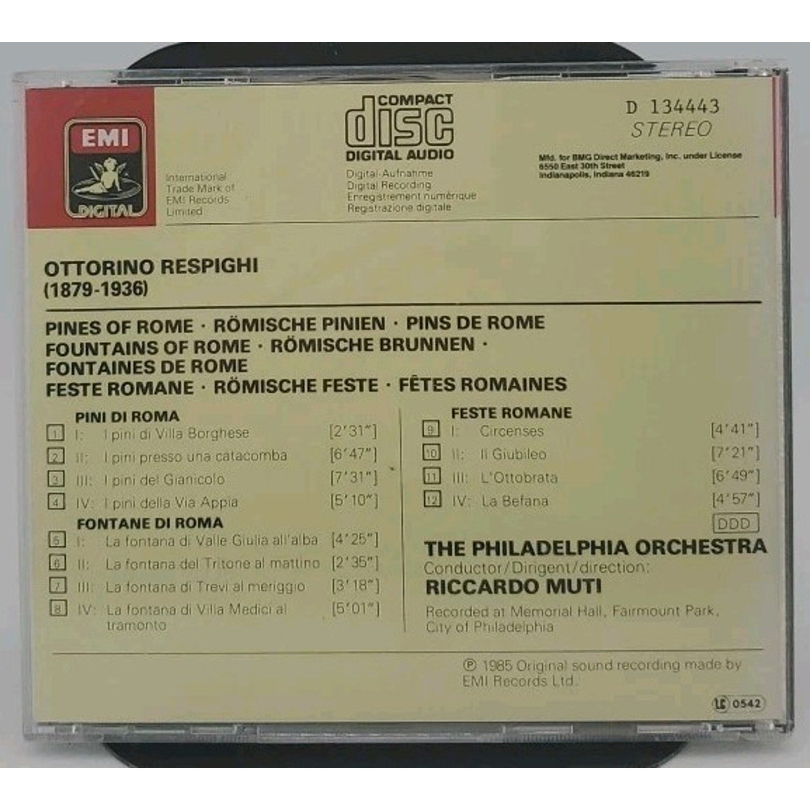 Respighi: Pini Di Roma. Fontane Di R by Riccardo Muti (CD, 2015)