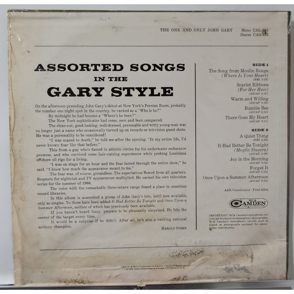 John Gary – The One And Only (Record)