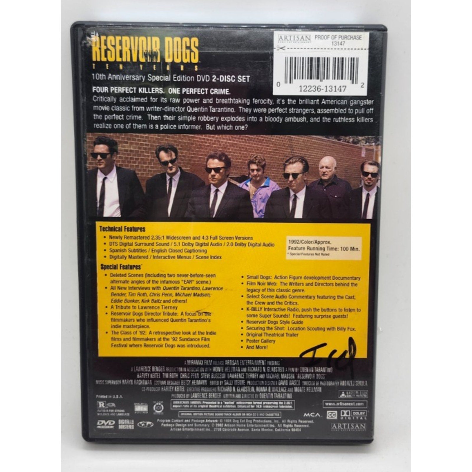 Reservoir Dogs (DVD, 2003, 10th Anniversary Edition - Generic Cover)