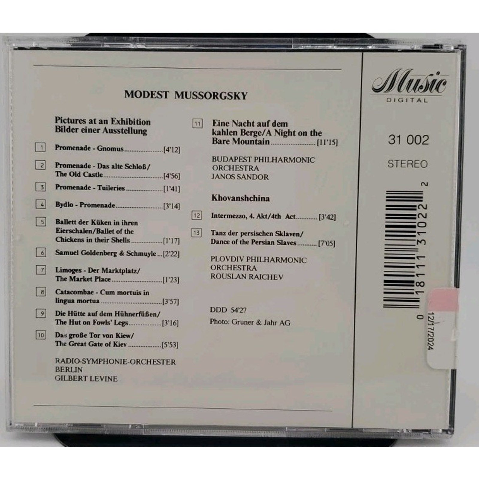 Modest Mussorgsky - Pictures At An Exhibition - A Night On The Bare Mountain CD