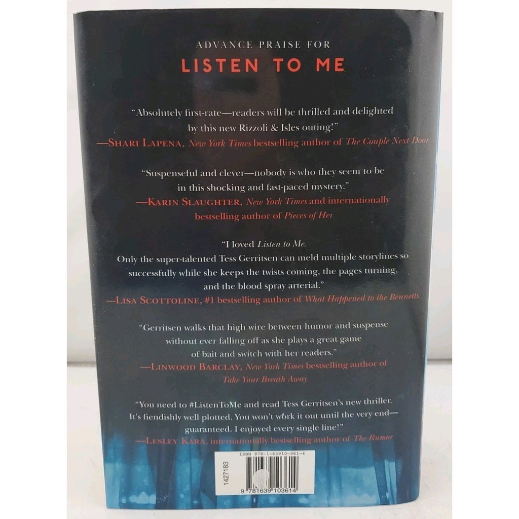 Rizzoli and Isles: Listen to Me : A Novel by Tess Gerritsen (2022, Hardcover)