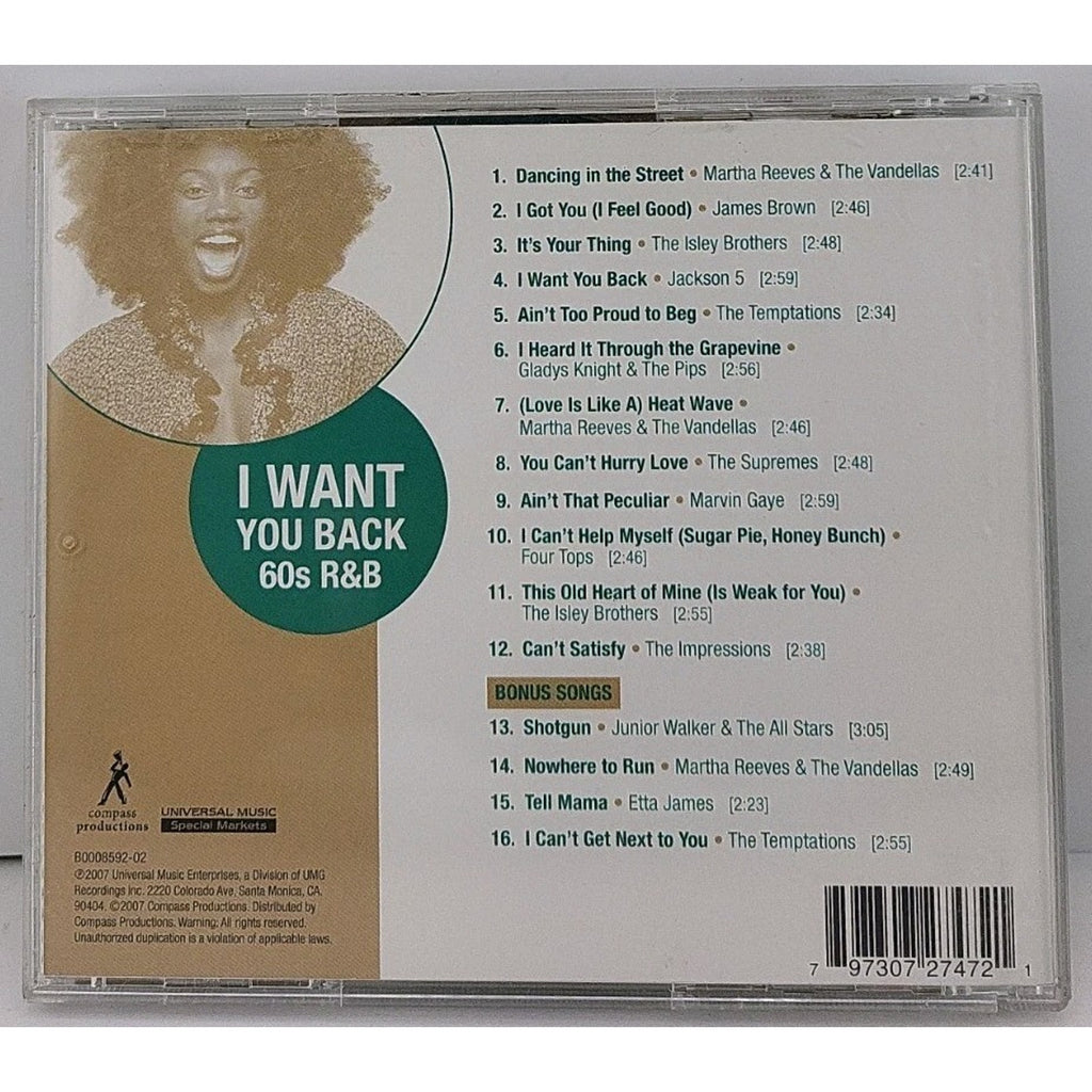 I Want You Back 60s R&B CD Album the Original Masters