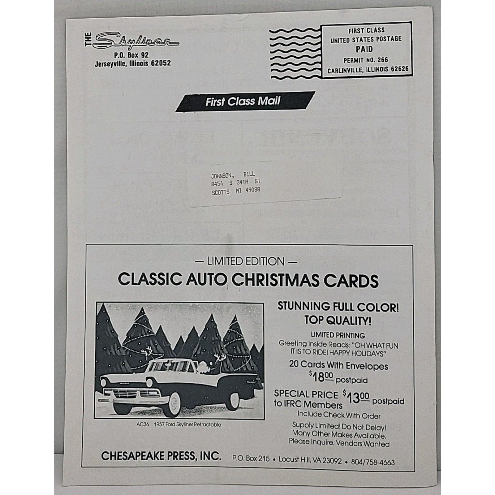 The Skyliner - International Retractable Club - December 1992 Number 140