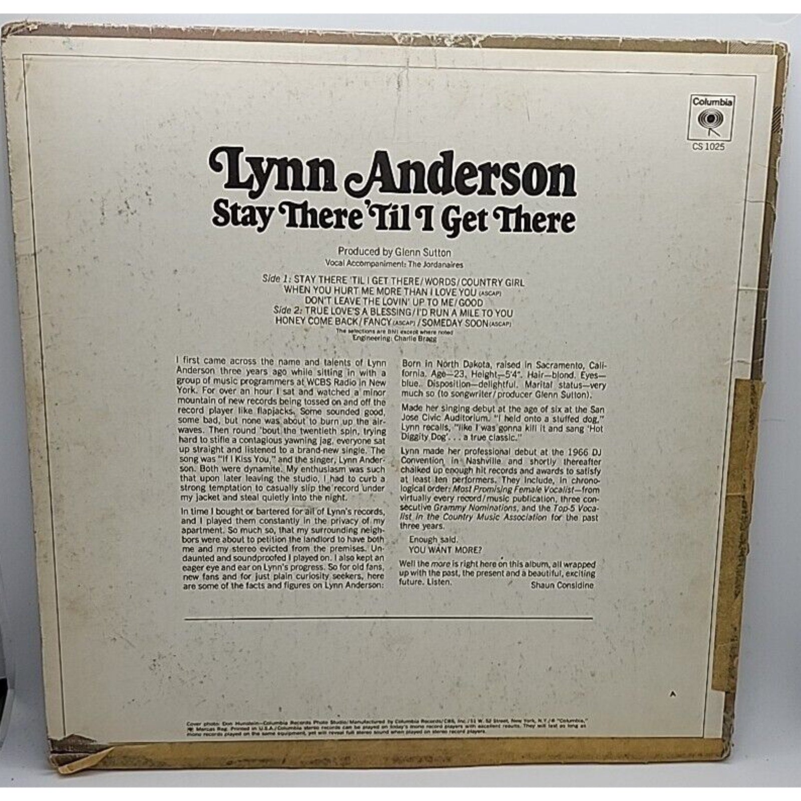 Lynn Anderson Stay There 'Til I Get There LP Record Album Vinyl