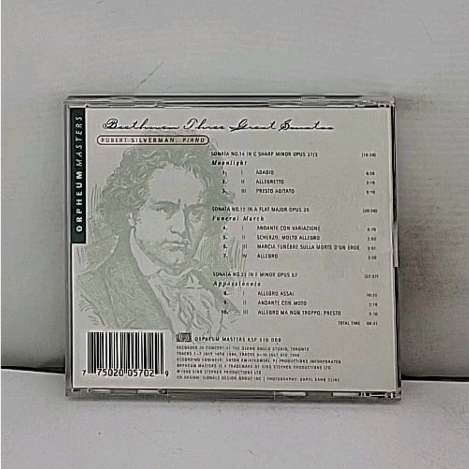 Robert Silverman Beethoven Three Great Sonatas CD Orpheum Masters
