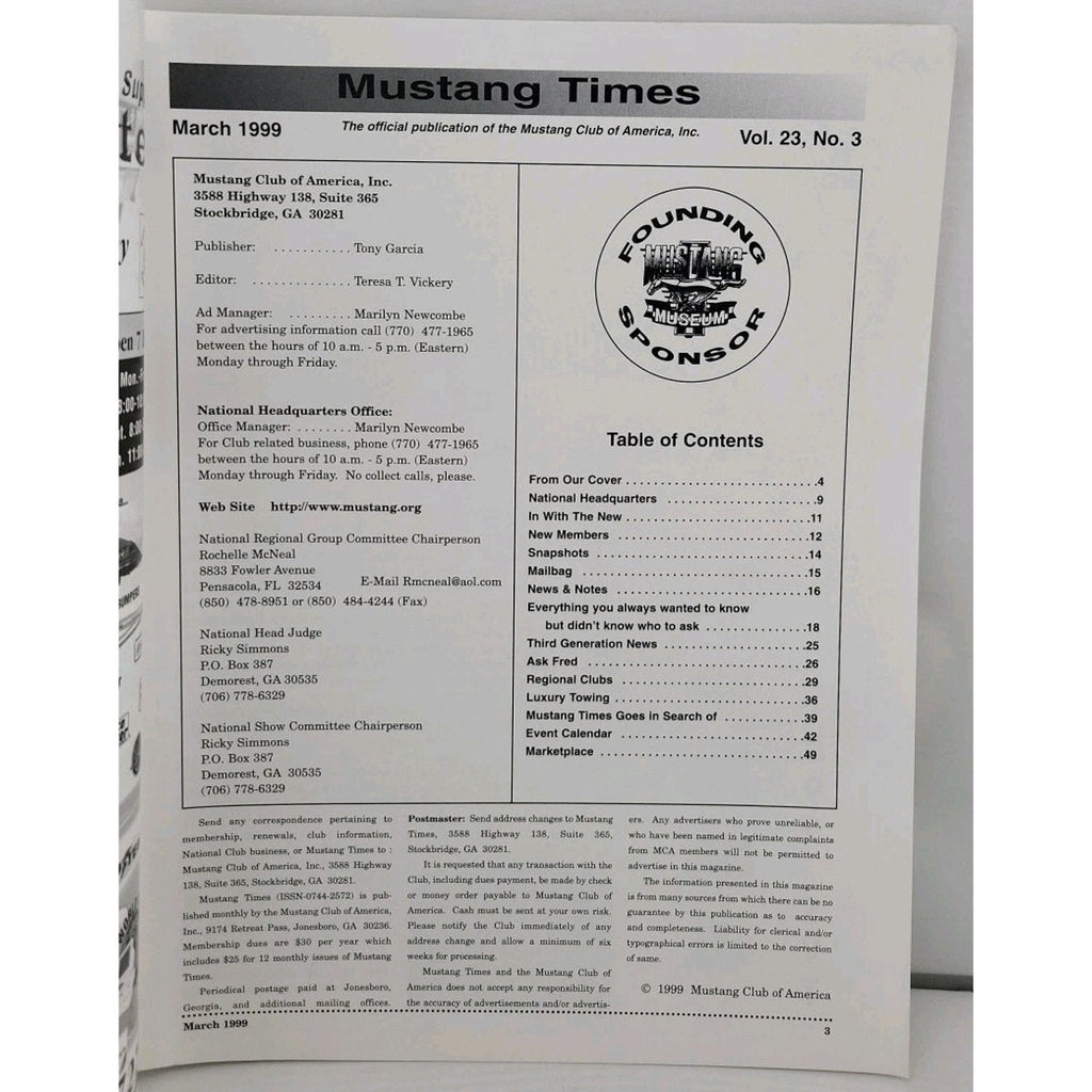 Mustang Times Magazine - March 1999 - Vol. 23 No. 3