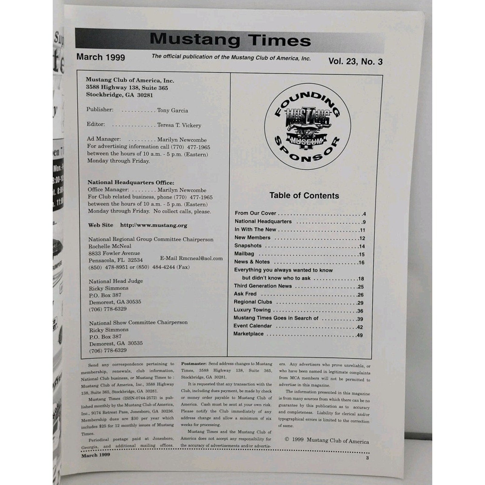 Mustang Times Magazine - March 1999 - Vol. 23 No. 3