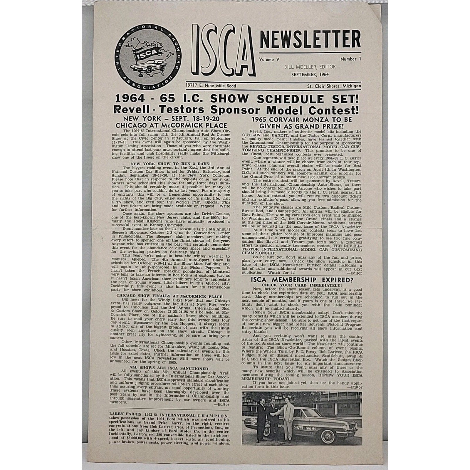 ISCA Newsletter September 1964 Volume V Number 1