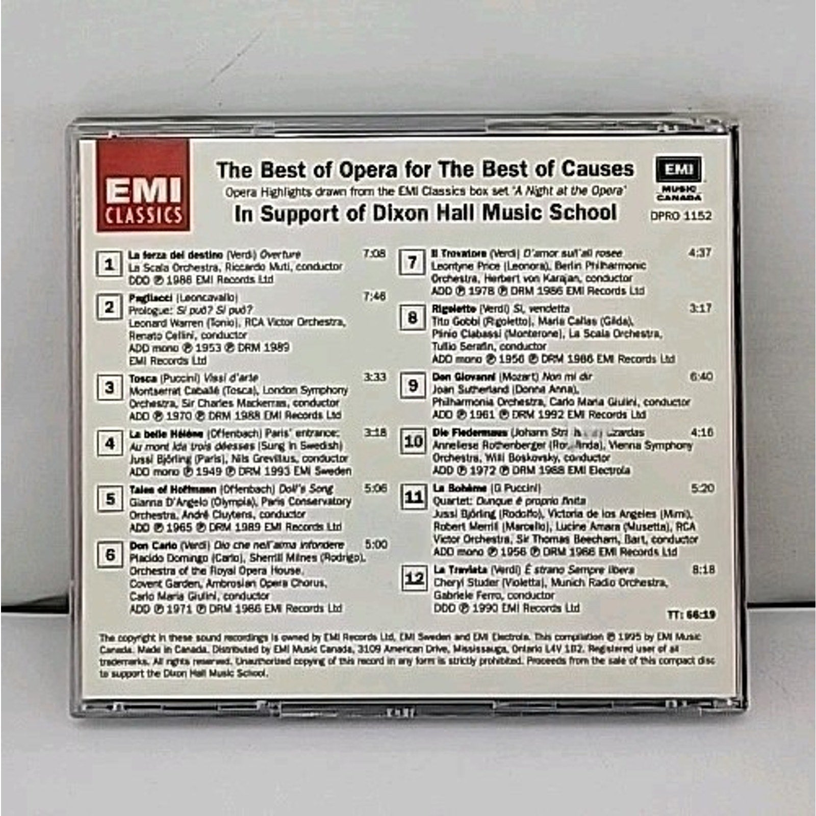 The Best Of Opera For The Best Of Causes EMI Classics CD