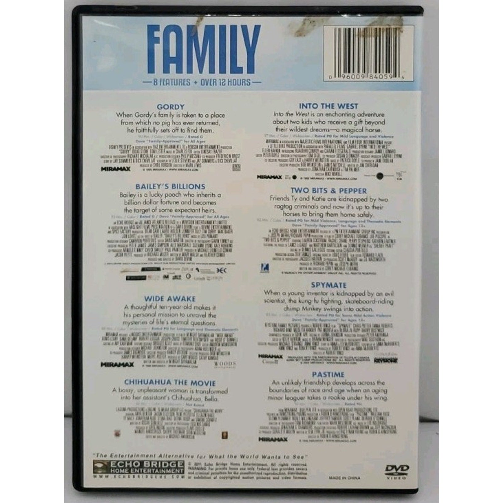 8 Movie Family Pack (DVD, 2012, 2-Disc Set)