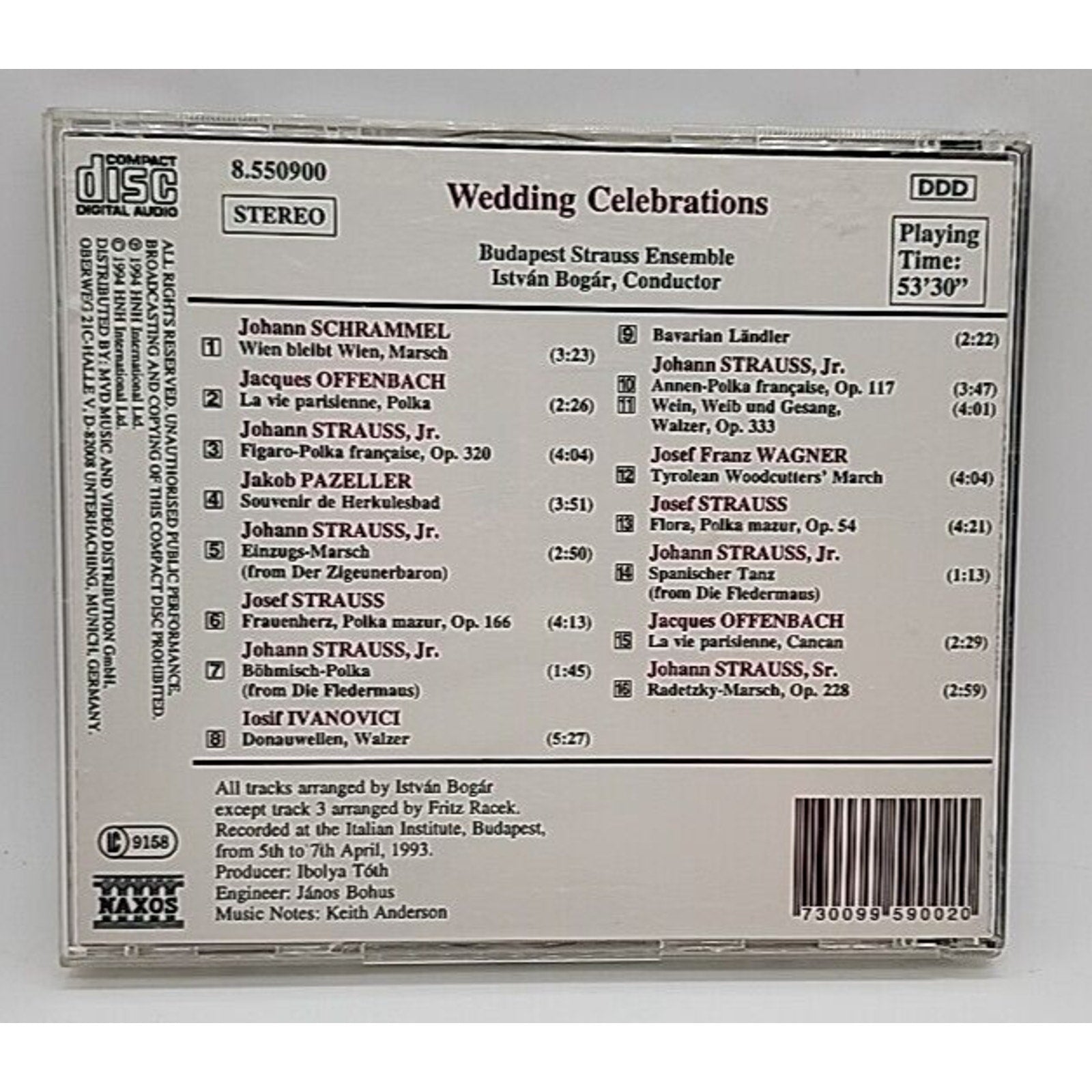 Wedding Celebrations by Budapest Struass Ensemble / Bogar (CD, 1994)