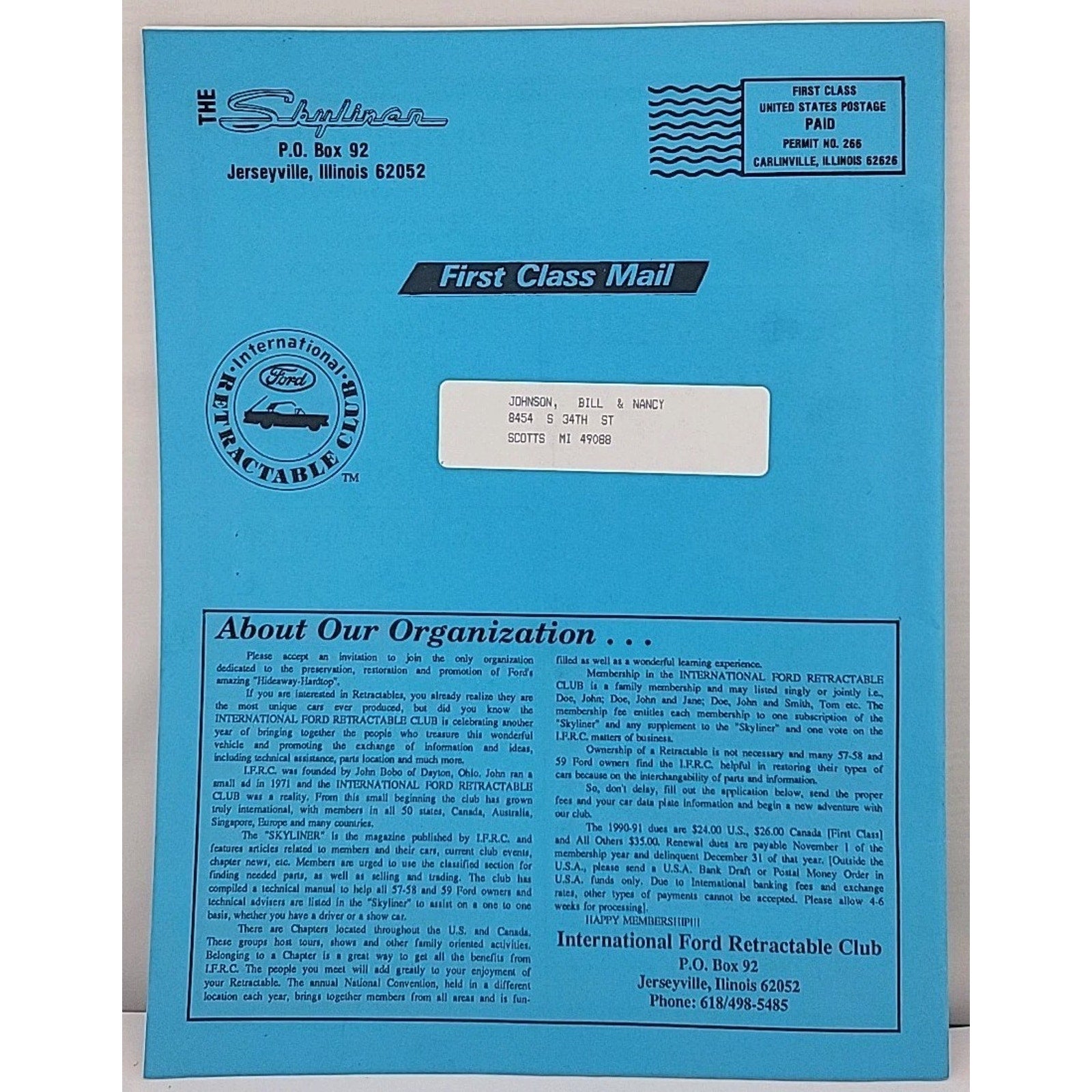 The Skyliner - International Retractable Club - July 1991 Number 127