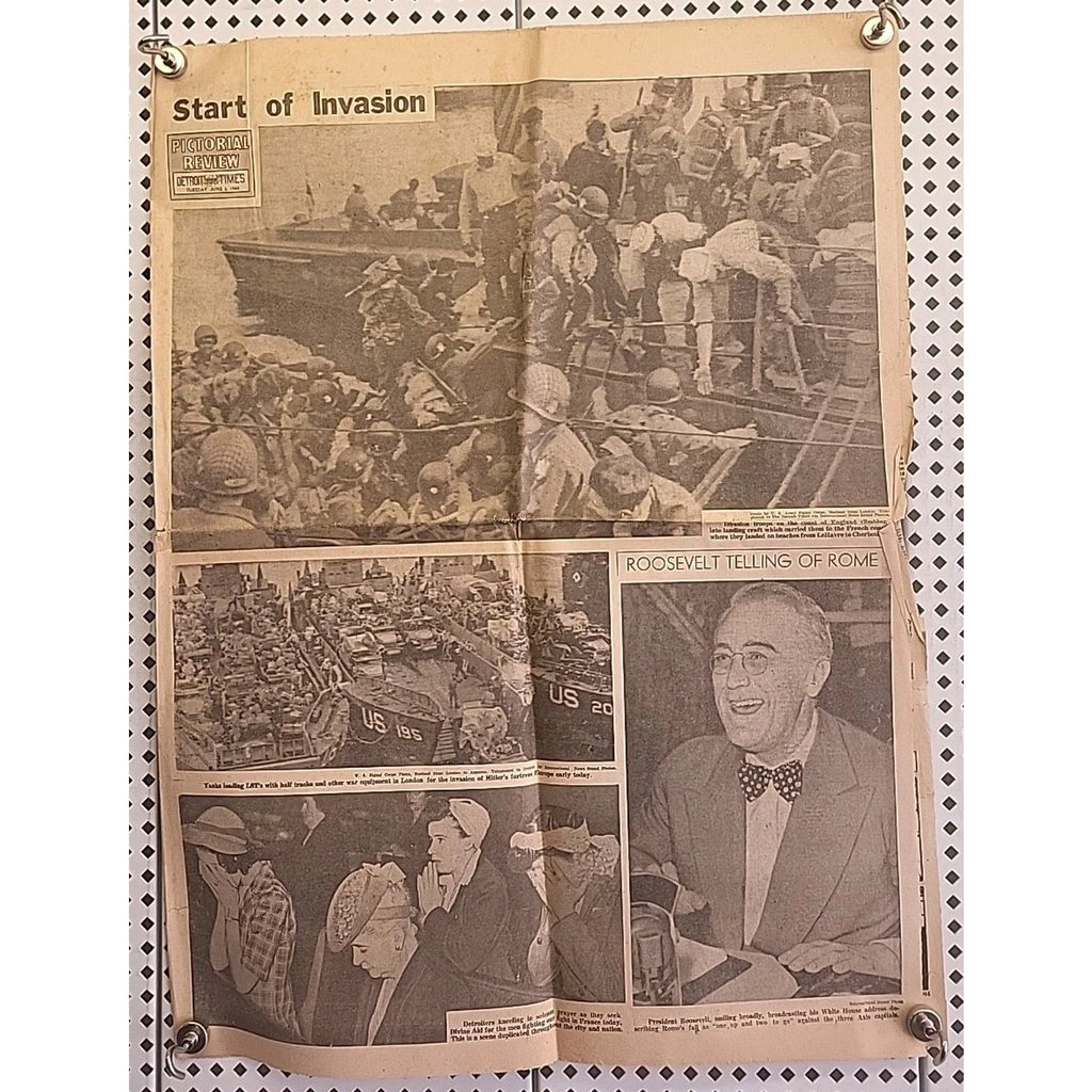 Detroit Times Newspaper - Start Of Invasion - June 6 1944
