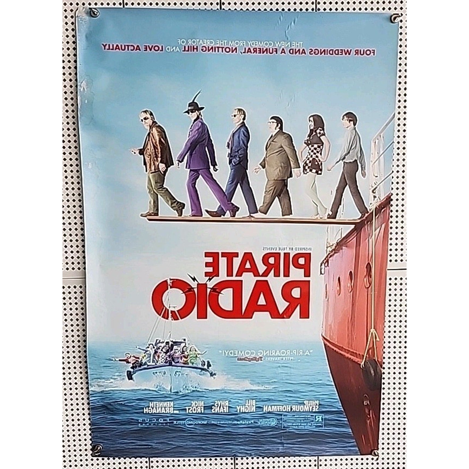 Pirate Radio Original Movie Poster 27 x 40 Philip Seymour Hoffman, Bill Nighy.