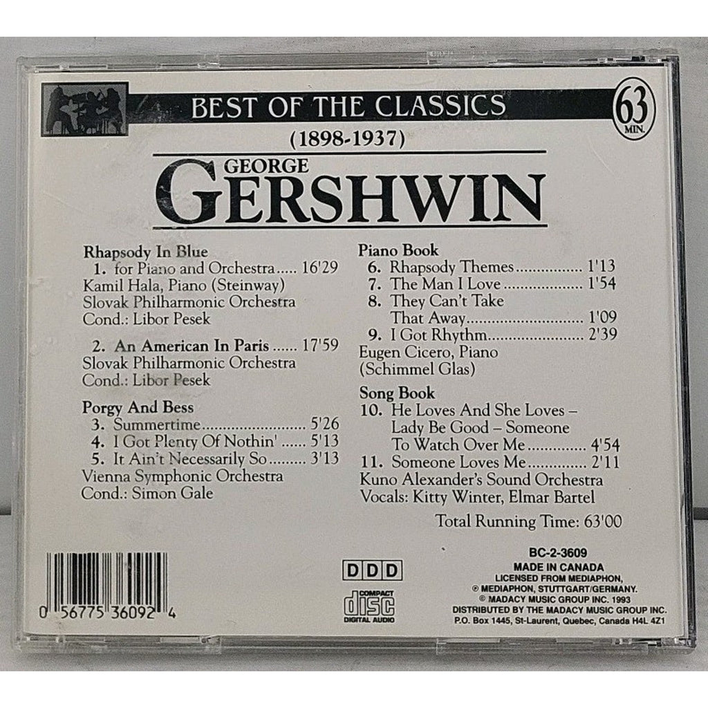 Rhaps Blue/Amer Paris/Porgy & by G. Gershwin (CD, 1994)
