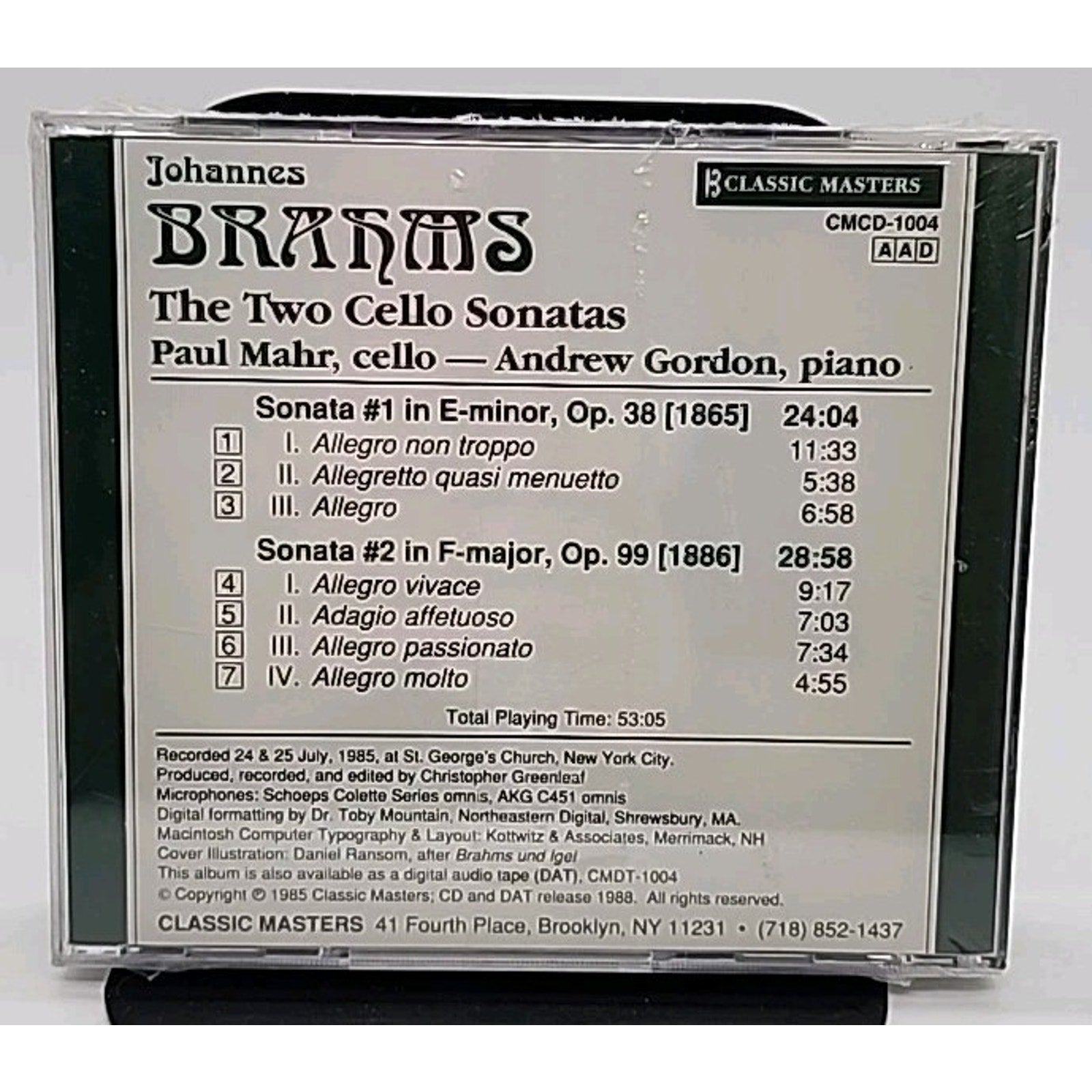 Johannes Brahms The Two Cello Sonatas (CD) *Brand New*