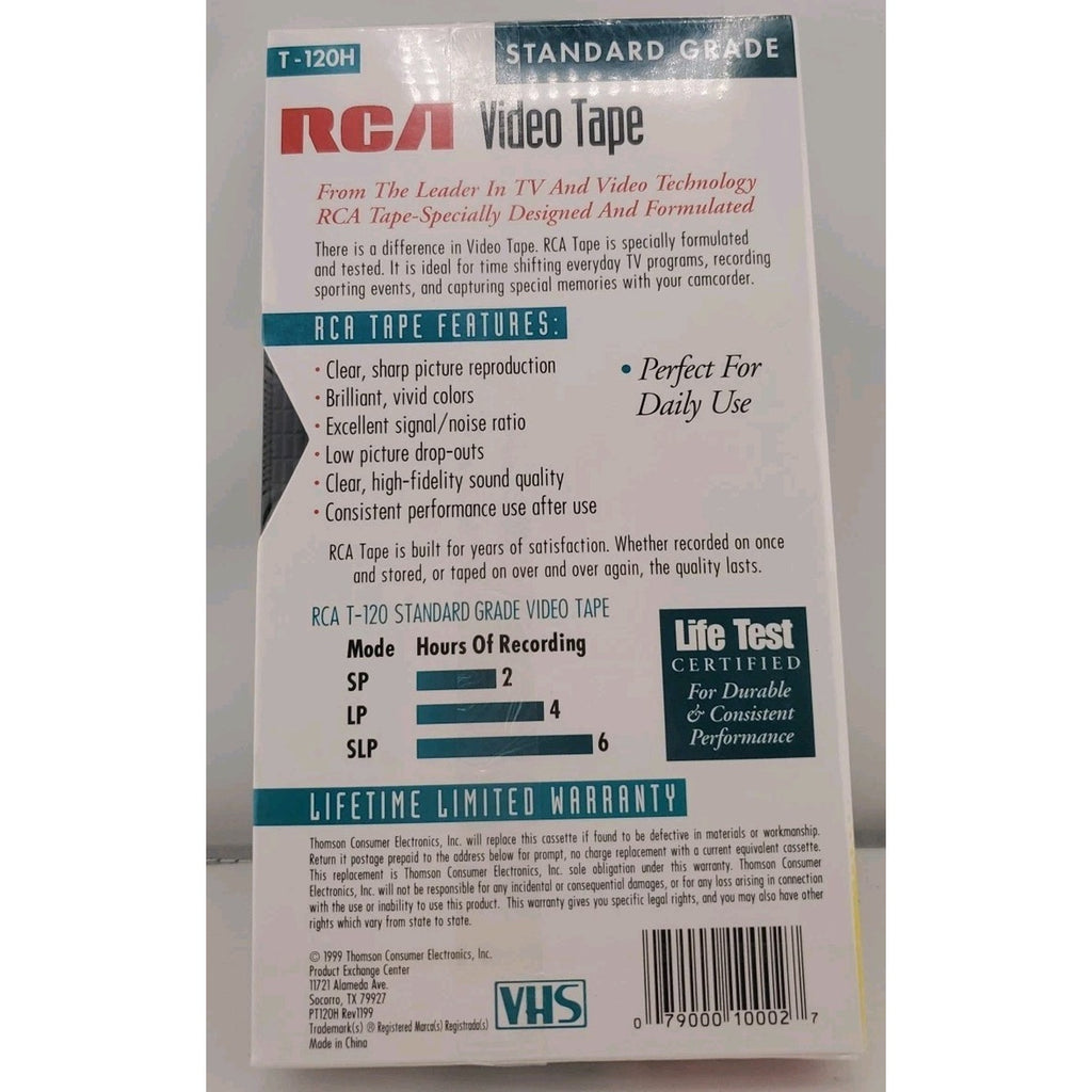 RCA T-120 VHS Up To 6 Hours Hi-Fi Stereo Video Tape *Brand New*