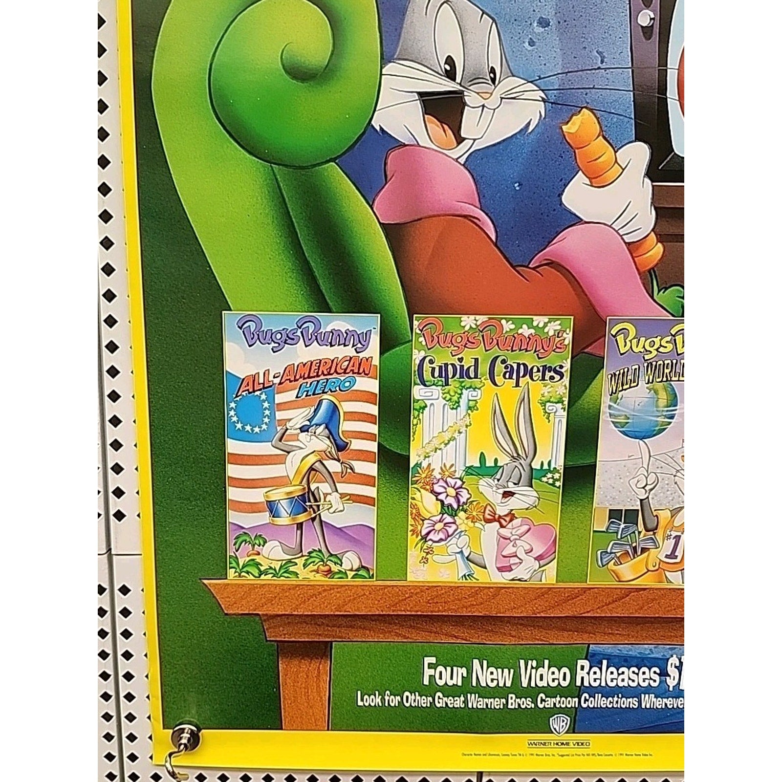 1991 Looney Tunes Bugs Bunny Warner Home Video Store Promo Poster 18x24